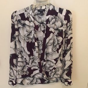 Alfani Burgundy Floral Top Size 6P
